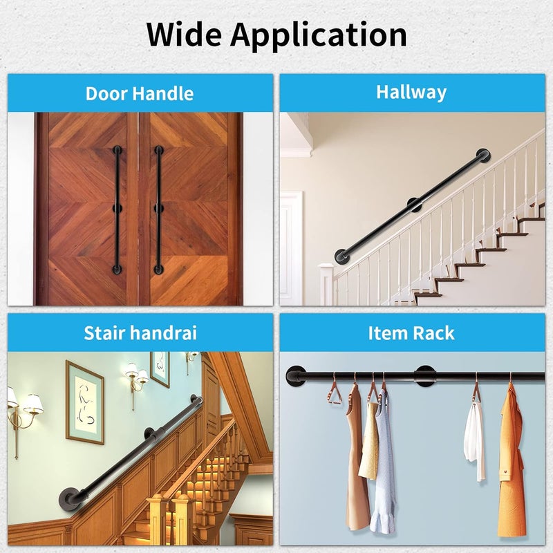 PNBO Wall Handrail 8FT, Industrial Staircase Railing 1.25 Inch Tube Diameter, Galvanized Pipe Handrail for Wall Mounted Stairway - Image 3